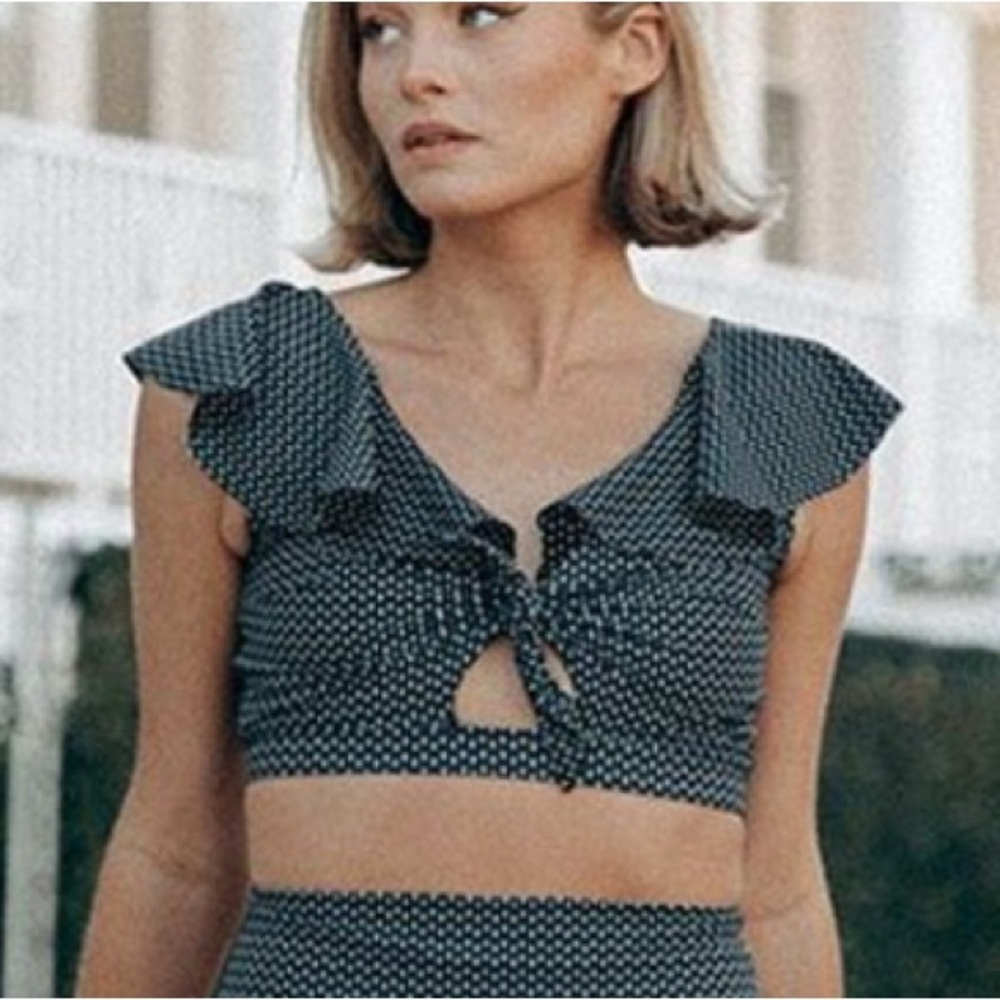 Albion midnight dash Navy and White Patterned swim Top